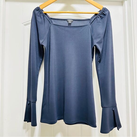 Ann Taylor Dark Navy & Blush Color Long Sleeve Blouses Size XXS - Picture 3 of 11